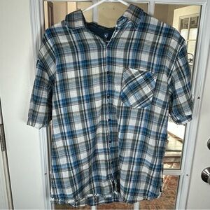 Kuhl Men's Blue and White Plaid Shirt Size XL